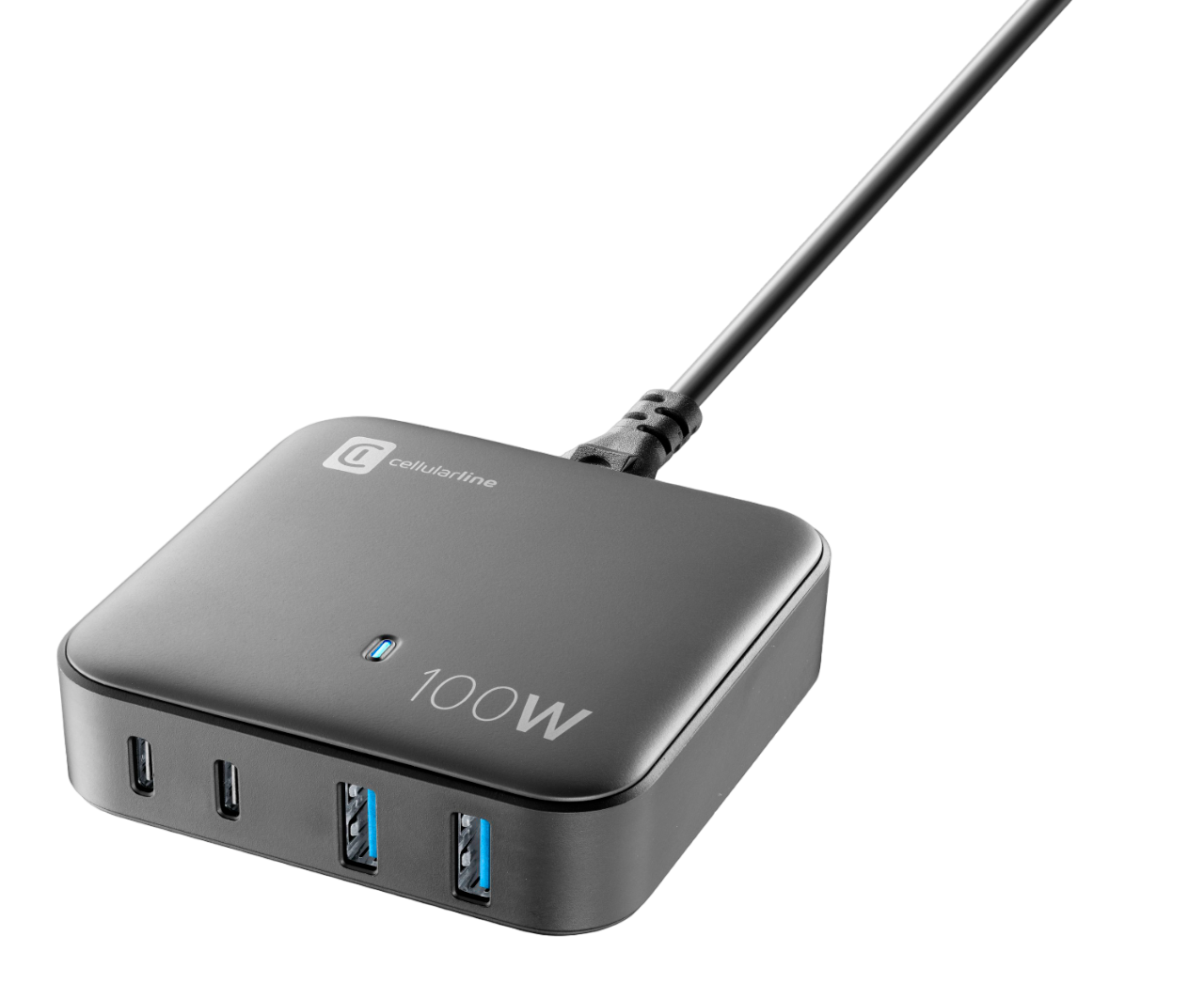 Wall Charger GAN Cellularline, 4 Ports, 100W, Black (cutie defect)
