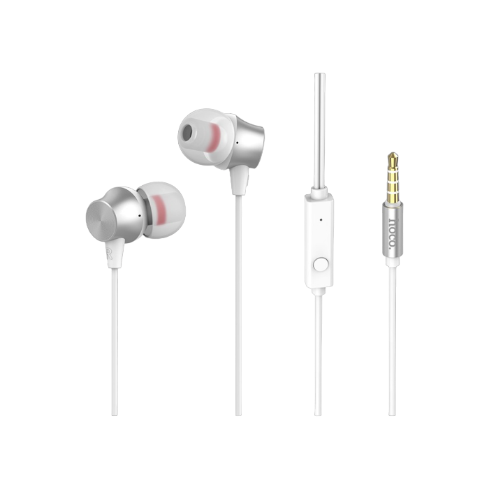 Earphones Hoco M51 White with Microphone, 4pin 3.5mm mini-jack, Cable:1.2m.