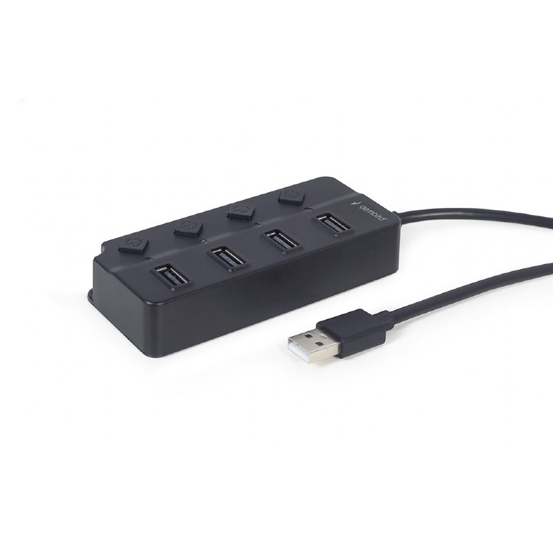 USB 2.0 Hub 4-port with switches, cable 80 cm..