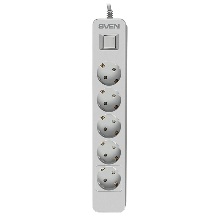 Surge Protector 5 Sockets,  3.0m,  Sven "SF-05", White, retail box, flame-retardant material