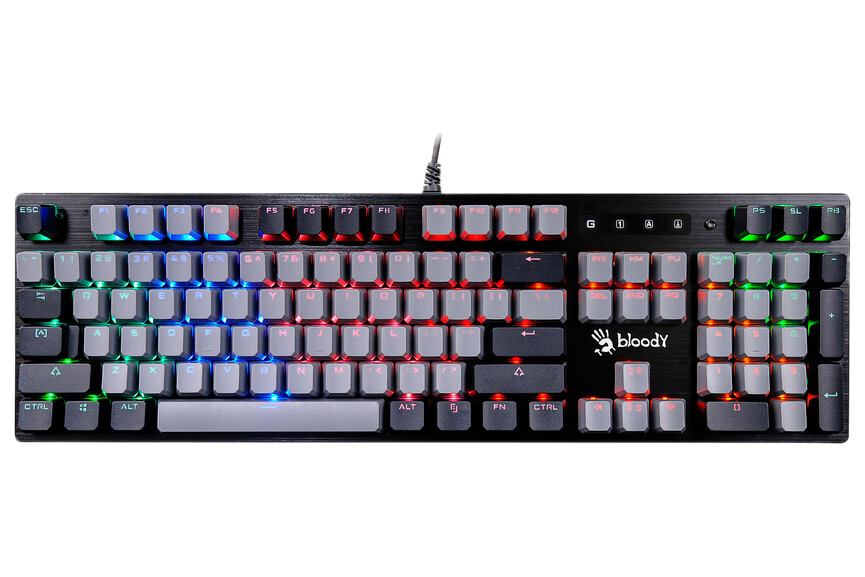 Gaming Keyboard Bloody B828N, Mechanical, Optical Tackile SW, Fn keys, Aluminum, Spill-resistant, Ne