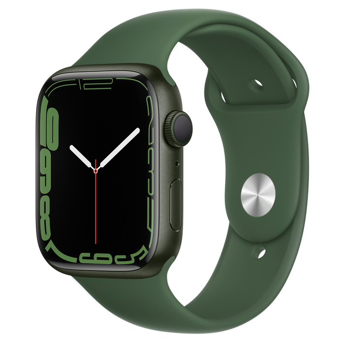 Apple Watch Series 7 GPS, 41mm Green Aluminium Case with Clover Sport Band, MKN03