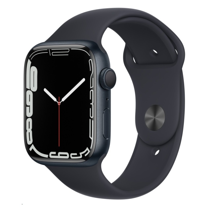 Apple Watch Series 7 GPS, 45mm Midnight Black Case with Midnight Sport Band, MKN53