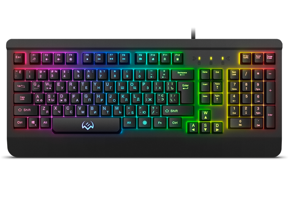 Gaming Keyboard SVEN KB-G9450, 3 colors backlight, Metal plate, WinLock, 12 Fn keys, Black, USB