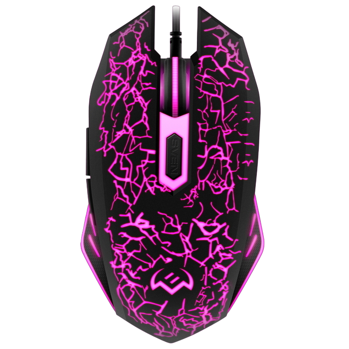 Gaming Mouse SVEN GX-950, Optical 600-1600 dpi, 6 buttons, 4 color backlight, Soft Touch ,Black, USB