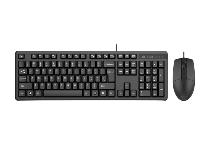 Keyboard & Mouse A4Tech KK-3330, 12Fn Keys, Laser Engraving, Splash Proof, 1200 dpi, 3 buttons, 1.5m