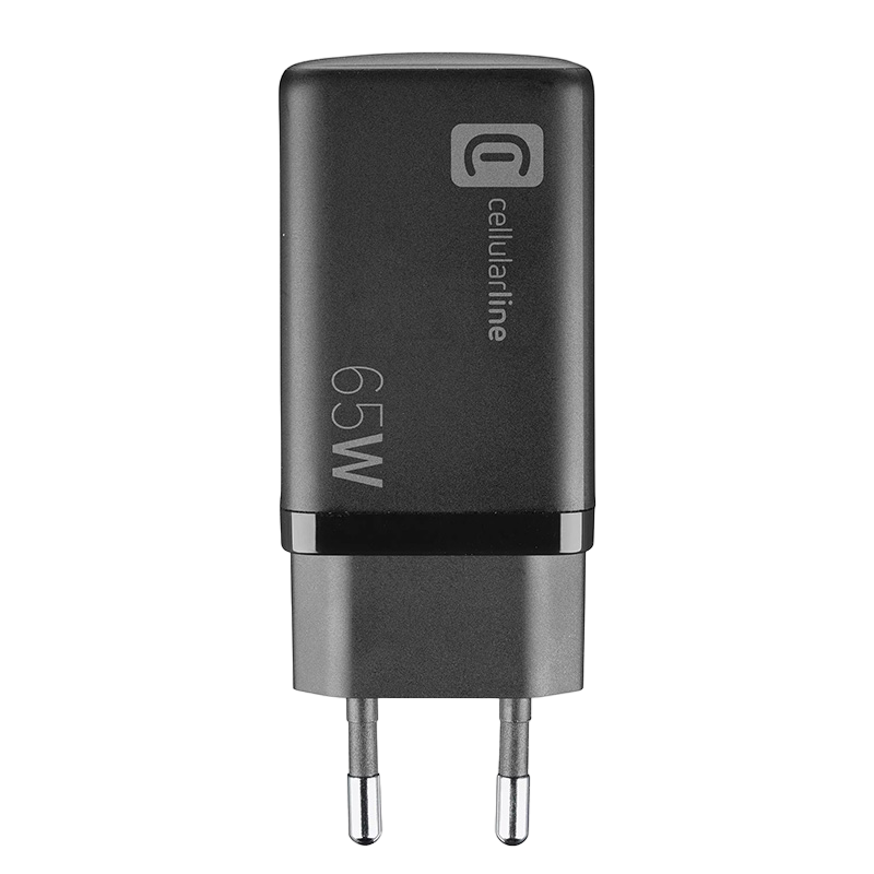 Wall Charger GAN Cellularline, 3 Ports, 2 PD + USB, 65W, Black