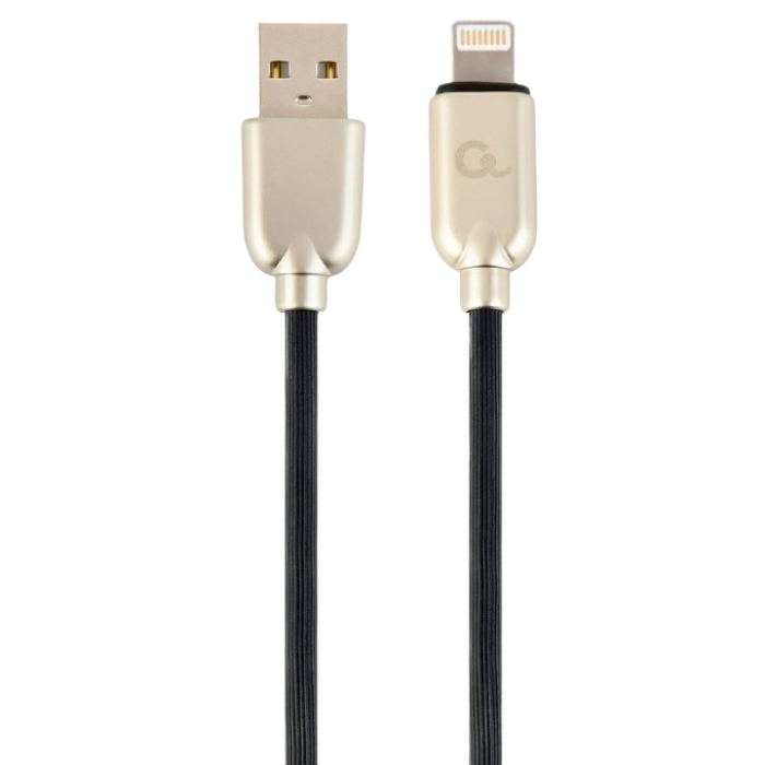 Blister Lightning 8-pin/USB2.0, 1.0m Cablexpert Premium Rubber Black, CC-USB2R-AMLM-1M