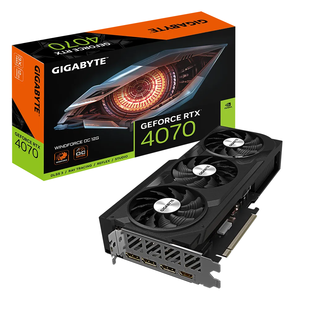 VGA Gigabyte RTX4070 12GB GDDR6X WindForce OC  (GV-N4070WF3OC-12GD)