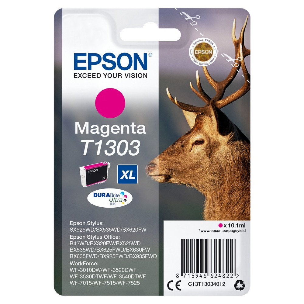 Ink Cartridge Epson Singlepack T1303 DURABrite Ultra Ink, Magenta, C13T13034012