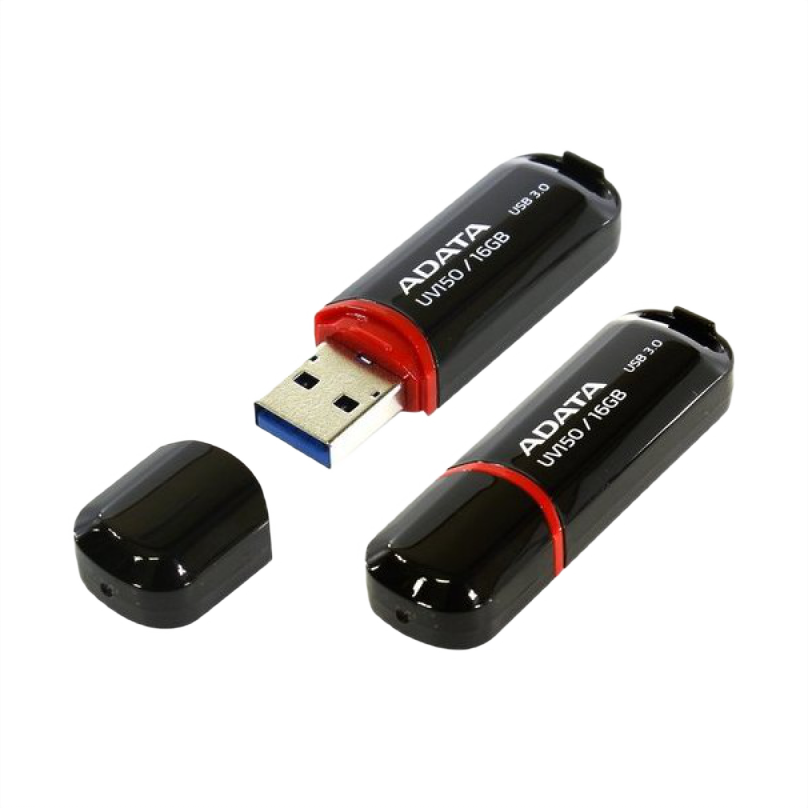 16GB USB3.1 Flash Drive ADATA "UV150", Black, Plastic, Classic Cap (R/W:40/20MB/s)