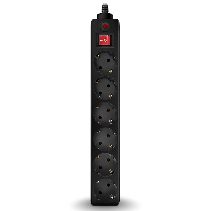 Surge Protector 6 Sockets,  3.0m,  Sven Optima, BLACK, Retail color box, flame-retardant