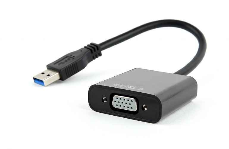 Видеоадаптер Cablexpert AB-U3M-VGAF-01, USB - VGA D-Sub (F), 0,15м, Чёрный