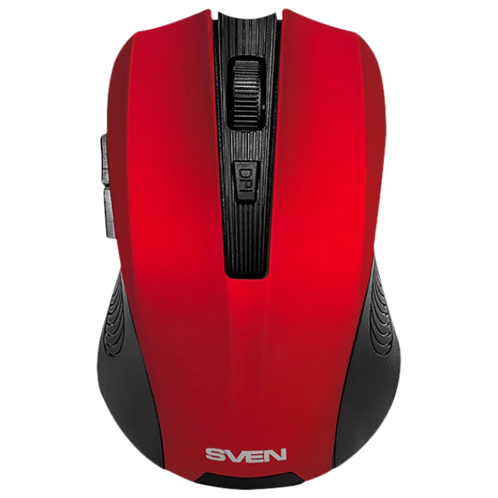 Wireless Mouse SVEN RX-350W, Optical, 600-1400 dpi, 6 buttons, Soft Touch, 2xAAA, Red