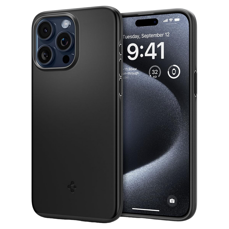 Spigen iPhone 15 Pro, Thin Fit, Bla..