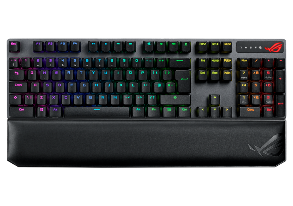 Gaming Wireless Keyboard Asus ROG Strix Scope NX Deluxe, Mechanical, NX Red SW. US Layout Wrist rest