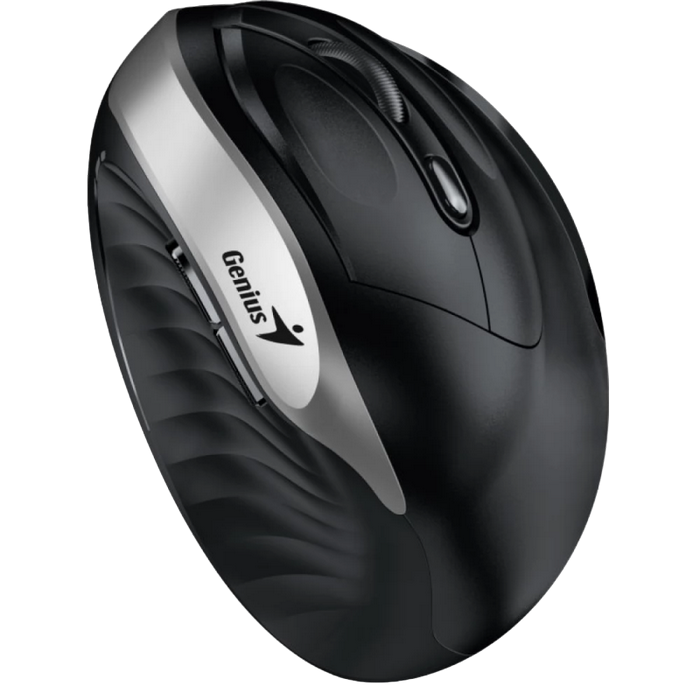Wireless Mouse Genius Ergo 8250S Vertical, 800-1600 dpi, 6 buttons, Silent, 1xAA, 97g., Silver/Grey