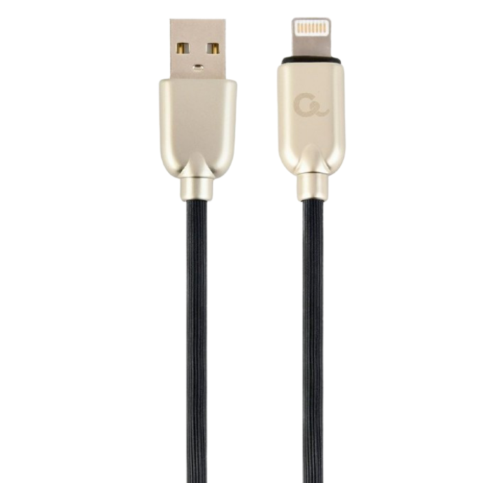 Blister Lightning 8-pin/USB2.0, 2.0m Cablexpert Premium Rubber Black, CC-USB2R-AMLM-2M