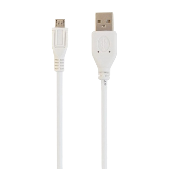 Cable Micro USB2.0,  Micro B - AM, 1.0 m,  WHITE, Cablexpert, CCP-mUSB2-AMBM-W-1M