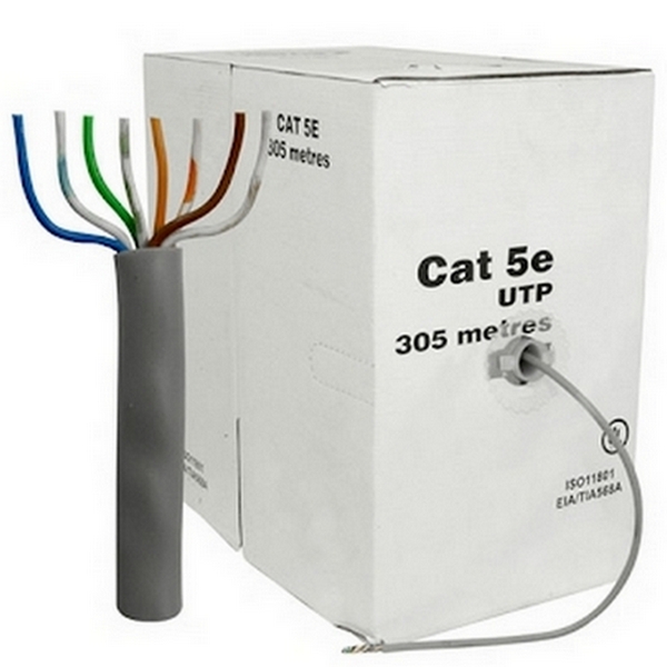 Cable  UTP  Cat.5E, 305m, CCA,24awg 4X2X1/0.50, solid gray, APC Electronic