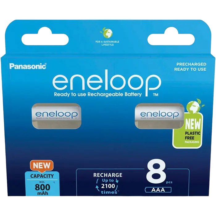 AAA  Eneloop 800mAh, Blister*8, Panasonic, BK..