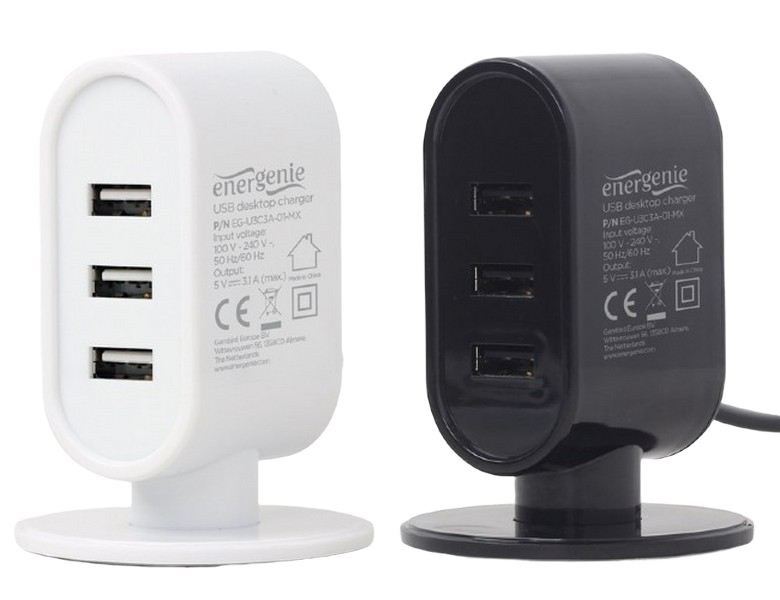 Universal USB  desktop charger, Out:3 USB*5V/3.1A, In:CEE7/4, mixed: Black&White, EG-U3C3A-01-MX
