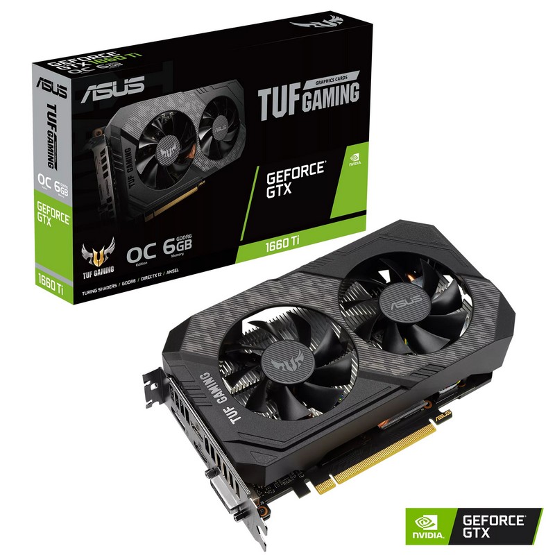 Видеокарта ASUS TUF-GTX1660TI-O6G-EVO-GAMING,  6GB GDDR6 192бит