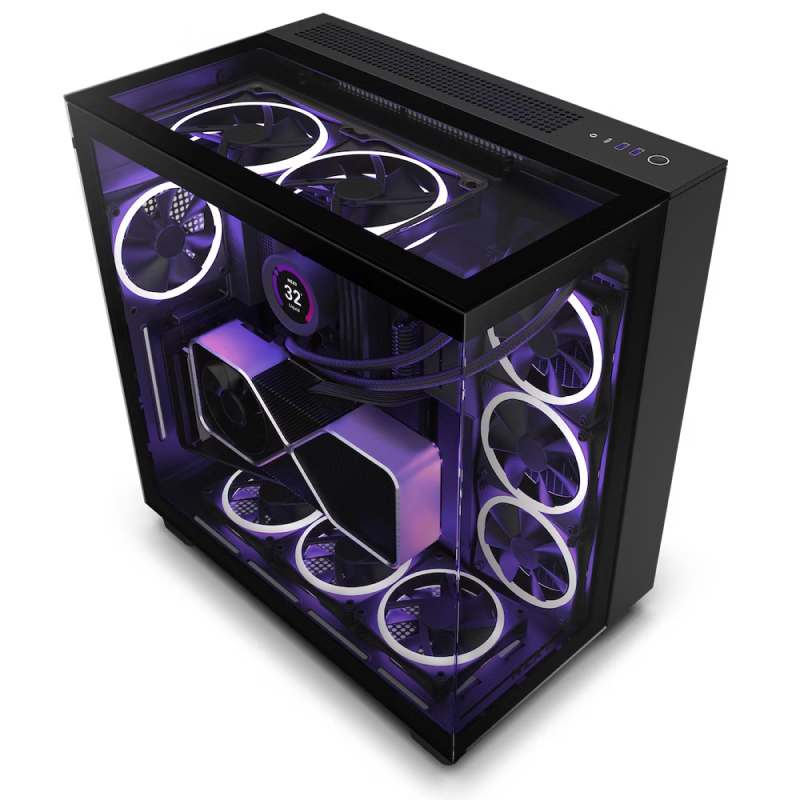 Case ATX NZXT H9 Elite, 2xUSB 3.2, 1xType-C, 3x120mm RGB & 1x120mm, Fan Hub, 3xTG, Black