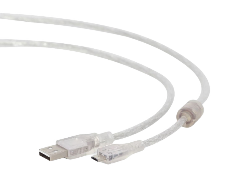 Cable Micro USB2.0,  Micro B - AM, 1.8 m,  Cablexpert, Transparent, CCP-mUSB2-AMBM-6-TR