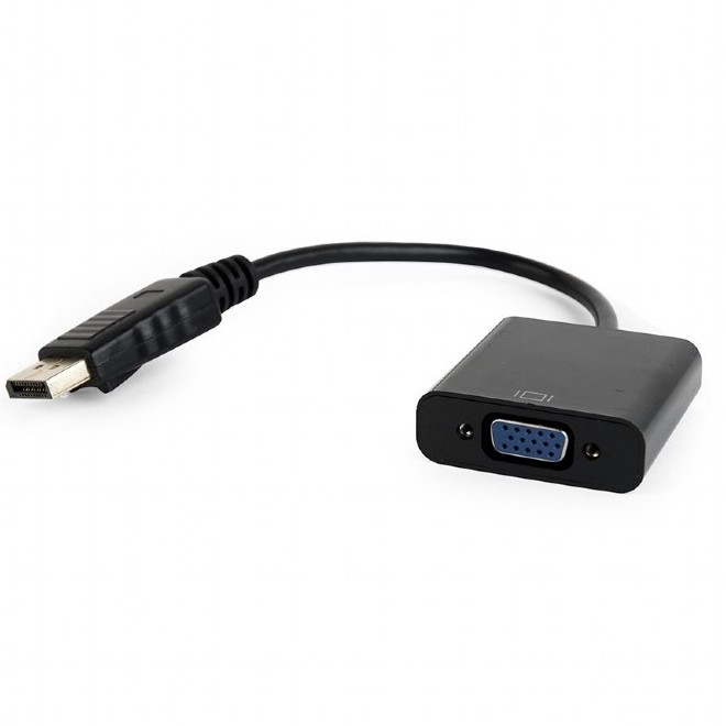 Adapter DP M to VGA F, Cablexpert "AB-DPM-VGAF-02", Black, Blister, Display port male to VGA female