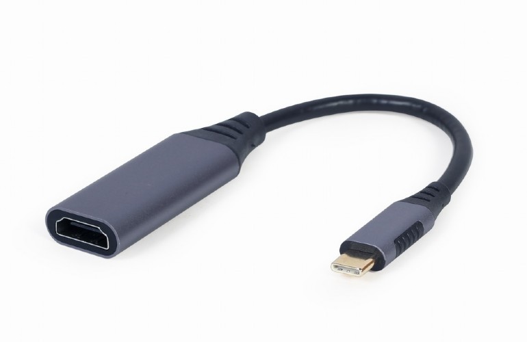 Видеокабель Cablexpert A-USB3C-HDMI-01, USB Type-C (M) - HDMI, 0,15м, Серый