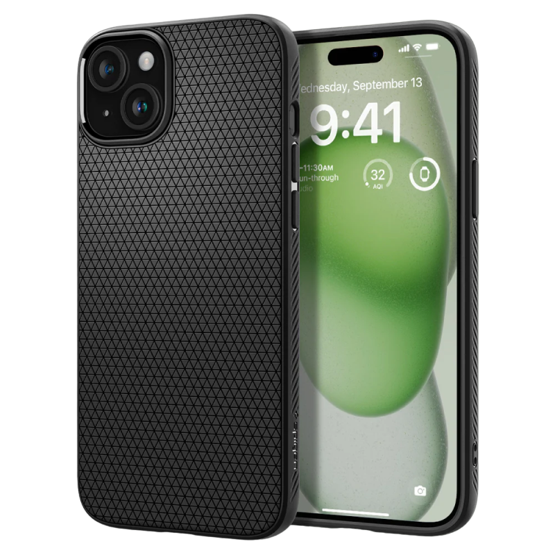 Spigen iPhone 15 Plus, Liquid Air, Matte Black