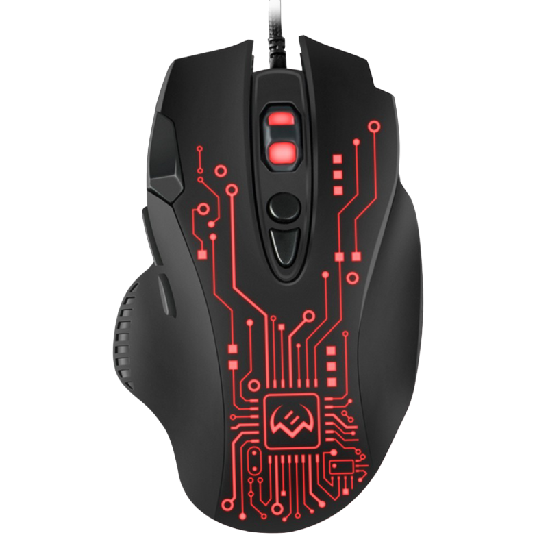 Gaming Mouse SVEN RX-G715, Optical 800-2400 dpi, 7 buttons, Silent, Soft Touch,Backlight, Black, USB