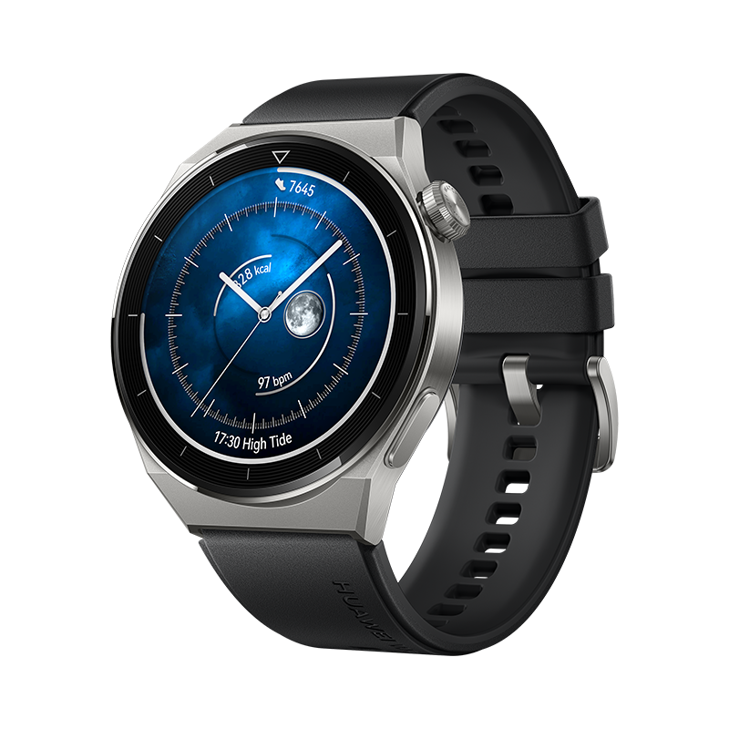 HUAWEI WATCH GT 3 Pro 46mm, Titanium Black with Fluoroelastomer Strap