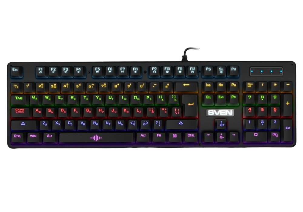 Gaming Keyboard SVEN KB-G9100, Win lock key, Fn keys, 7 backlit modes, Black, USB