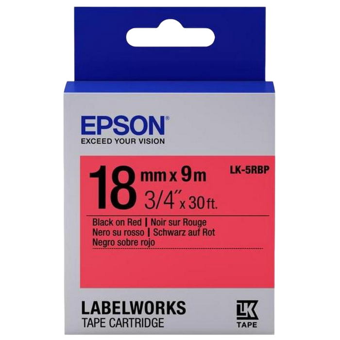 Tape Cartridge EPSON LK5RBP; 18mm/9m Pastel, Black/Red, C53S655002