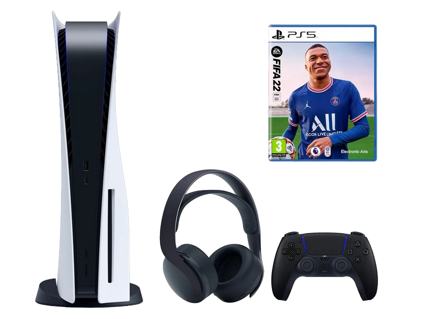 SONY PlayStation 5 + DualSens Black + Fifa 22..