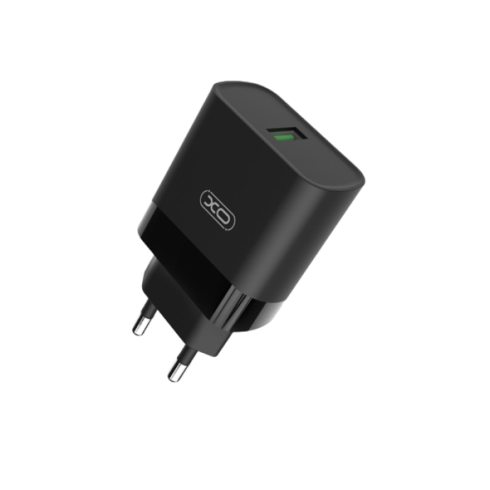 Wall Charger XO + Type-C Cable, 1USB, Q.C3.0 15W, L63, Black