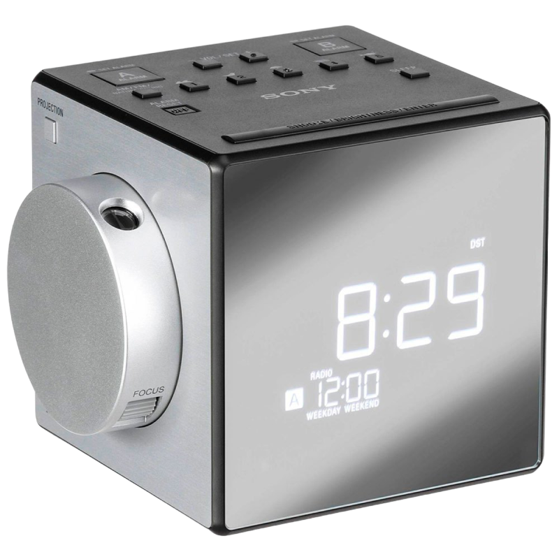 SONY ICF-C1PJ, Gray, Clock Radio with Time Projector, AM/FM