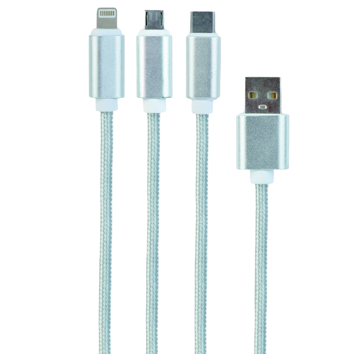 Cable  3-in-1 MicroUSB/Lightning/Type-C - AM, 1.0 m, SILVER, Cablexpert, CC-USB2-AM31-1M-S