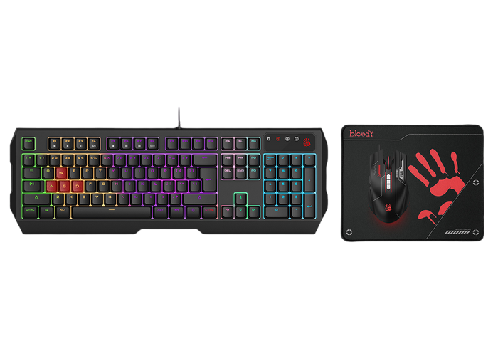 Gaming Keyboard & Mouse & Mouse Pad Bloody B1700, (B140N/ES7/BP-50M), Programmable, Backlit, 1.8m, U