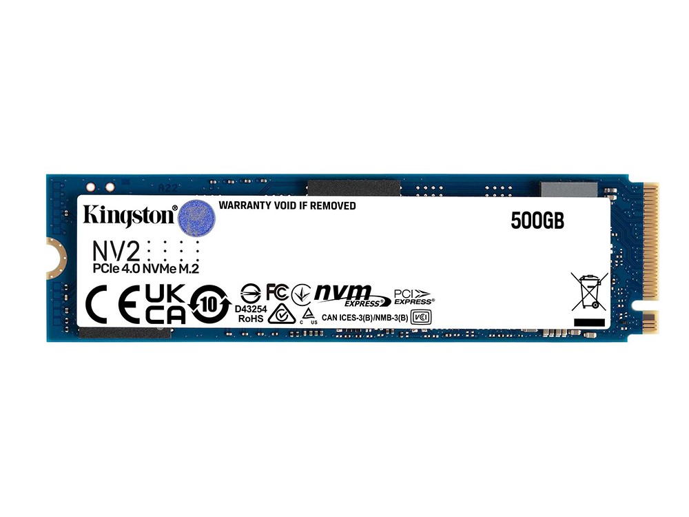 .M.2 NVMe SSD 500GB  Kingston  NV2 [PCIe 4.0 x4, R/W:3500/2100MB/s, 160TBW, 3D-NAND QLC]