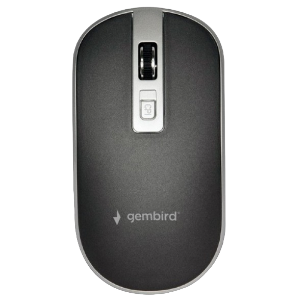 Wireless Mouse Gembird MUSW-4B-06-BS  800-1600 dpi, 4 buttons, Ambidextrous, 1xAA, Black/Silver