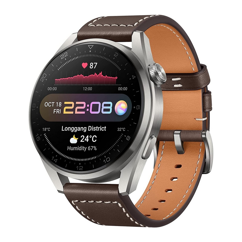 Cumpara  Ceasuri inteligente - HUAWEI WATCH 3 Pro, Titanium Gray, Brown Leat..