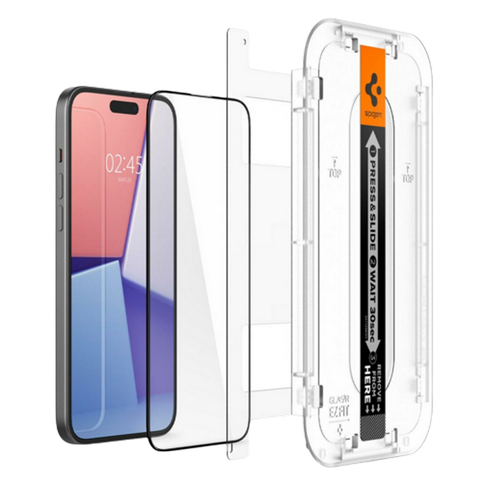 Spigen iPhone 15 Plus, EZ FIT, 1pcs, Tempered Glass, Black