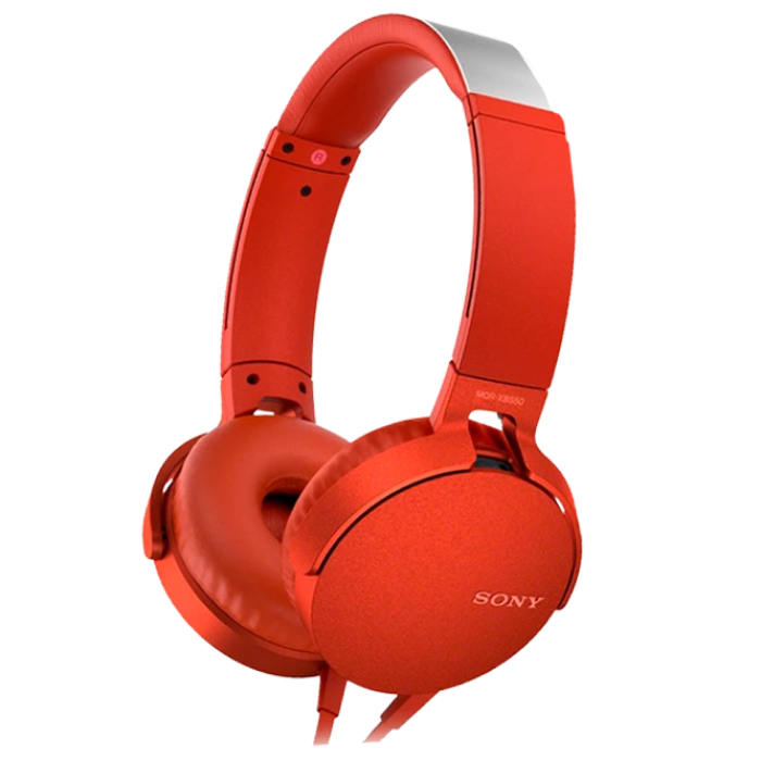 Headphones  SONY  MDR-XB550AP,EXTRA BASS™,Mic on cable,4pin 3.5mm jack L-shaped, Cable:1.2m, Red