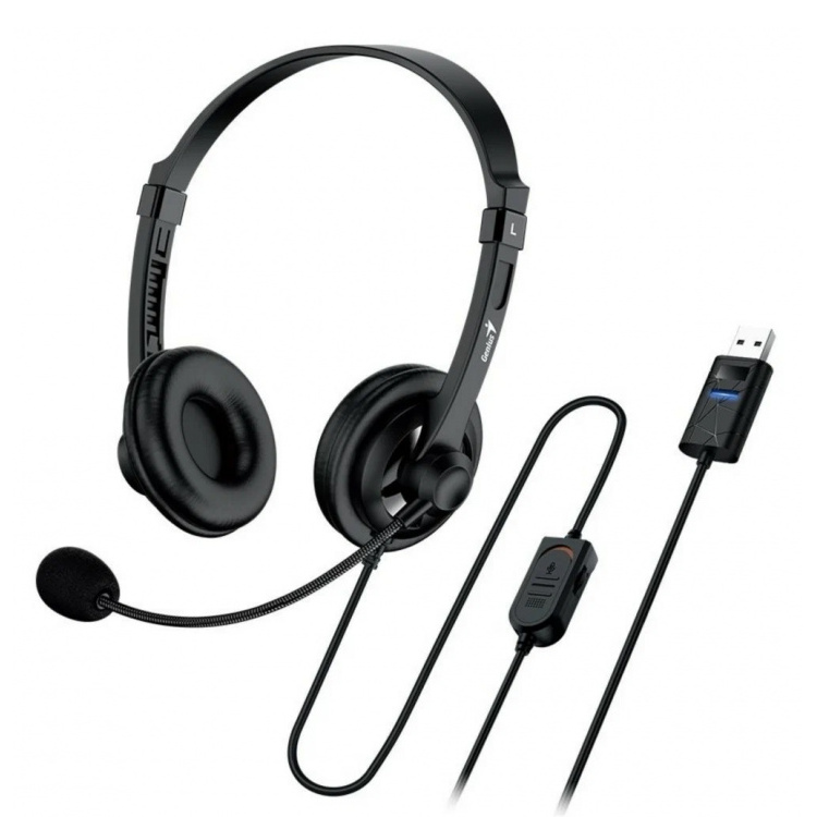 Headset Genius HS-230U, Mic, 50-25kHz, 32 Ohm,108d, 98g., 1.8m, Volume control, USB