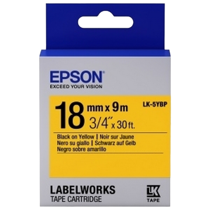 Tape Cartridge EPSON LK5YBP; 18mm/9m Pastel, Black/Yellow, C53S655003