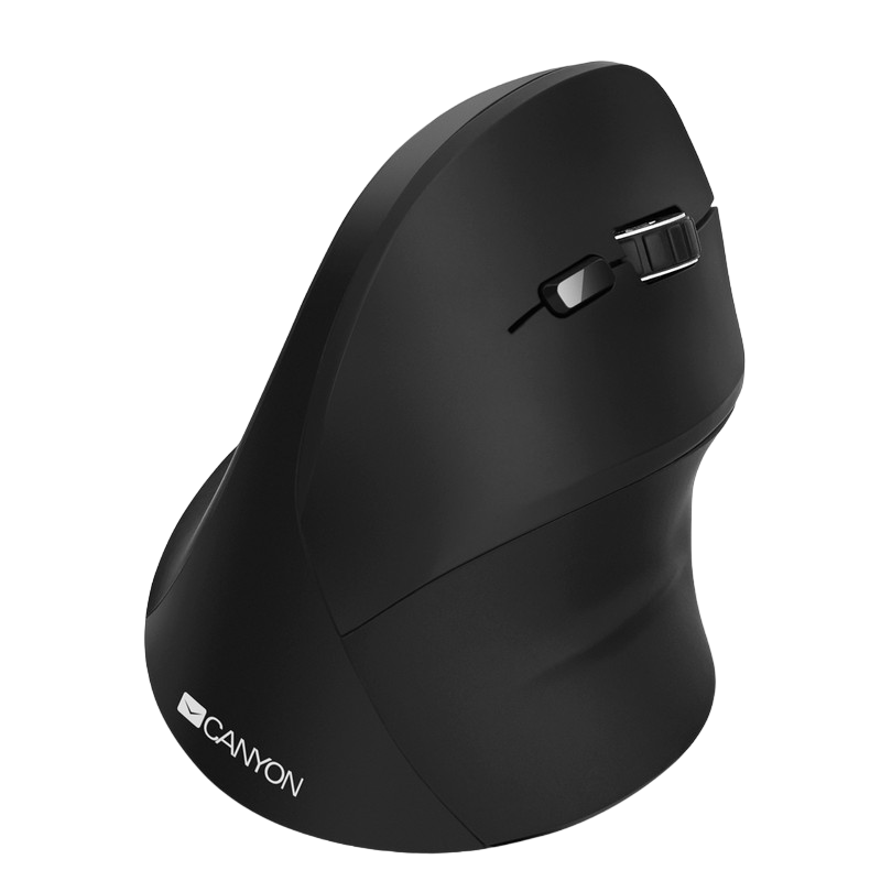 Wireless Mouse Canyon MW-16, Vertical, Optical, 800-1600dpi, 6 buttons, Ergonomic, 1xAA, Black