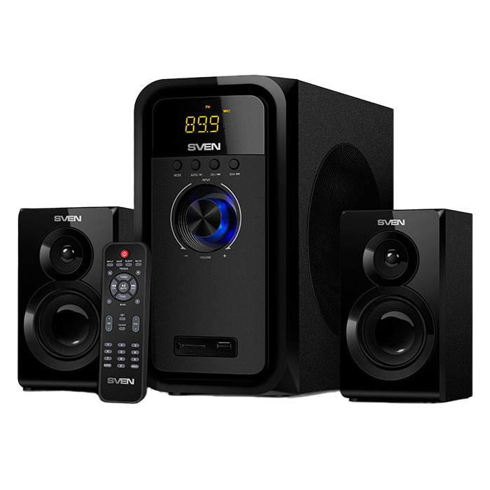 Speakers SVEN "MS-2051" SD-card, USB, FM, remote control, Bluetooth, Black, 55w/30w + 2x12.5w/2.1